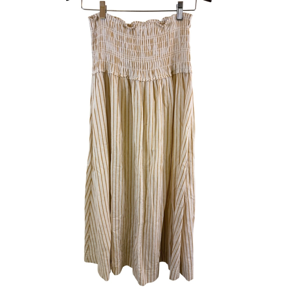 Apiece Apart Ora Smock Striped Skirt Size S Cotton Linen Blend Boho Coastal